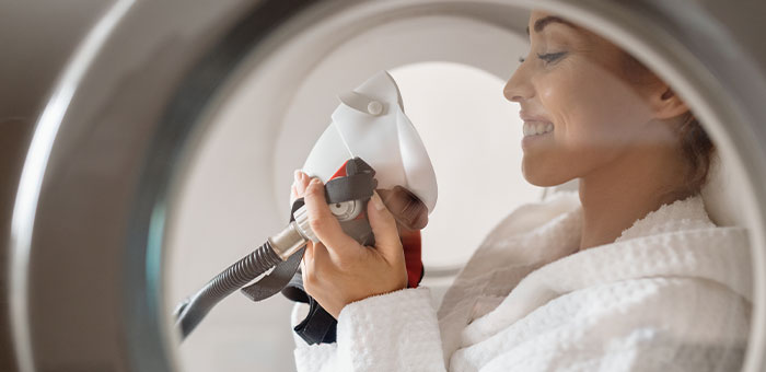 patient receiving mild hyperbaric oxygen therapy in Campbell
